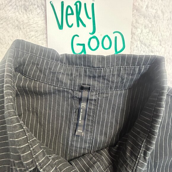 IC by Connie K Womens Button Up Shirt Blouse Large Artsy Art To Wear Pinstripe - Picture 3 of 8